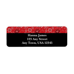 Étiquette Bandana noir rouge Paisley Impression personnalisé