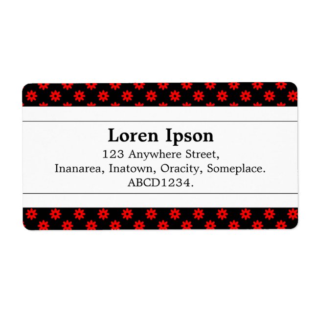 Étiquette Bande Centre II - Points Fleurs Rouges (Devant)