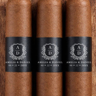 Étiquette Bande de cigar Mariage de la crête noire blanche