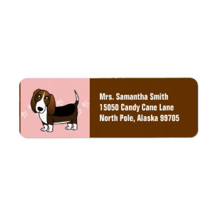 Étiquette Bande dessinée mignonne de Basset Hound - blanc e