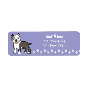 Étiquette Bande dessinée Pitbull/Staffordshire Terrier
