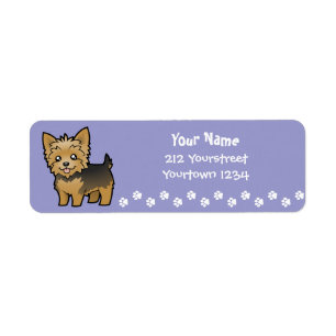 Étiquette Bande dessinée Yorkshire Terrier (cheveux courts