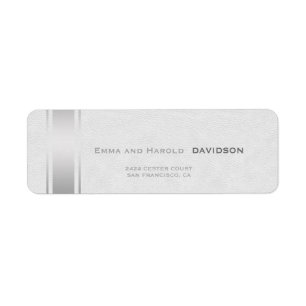 Étiquette Bandes argentées Cuir blanc Monogramme personnalis