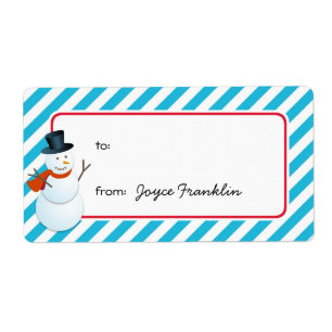 Étiquette Bandes bleues Snowman personnalisées à partir d'un