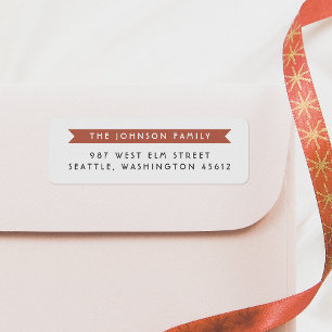 Étiquette Bannière de ruban rouge simple et nom de famille