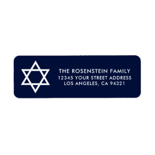 Étiquette Bar Mitzvah et Bat mitzvah Blue Address