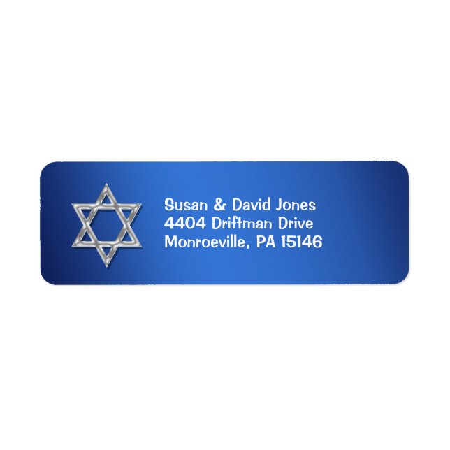 Étiquette Bar mitzvah fête "l'adresse de retour" (Devant)
