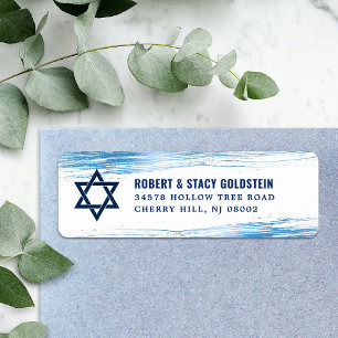 Étiquette Bar Mitzvah Navy Type Blue Foil Adresse de retour