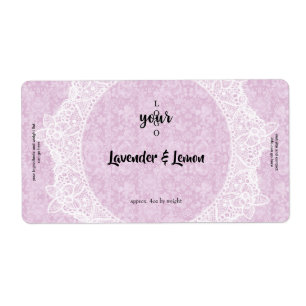 Étiquette Barre de savon rose Damas et dentelle