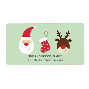 Étiquette Bas de Père Noël, de Noël et renne