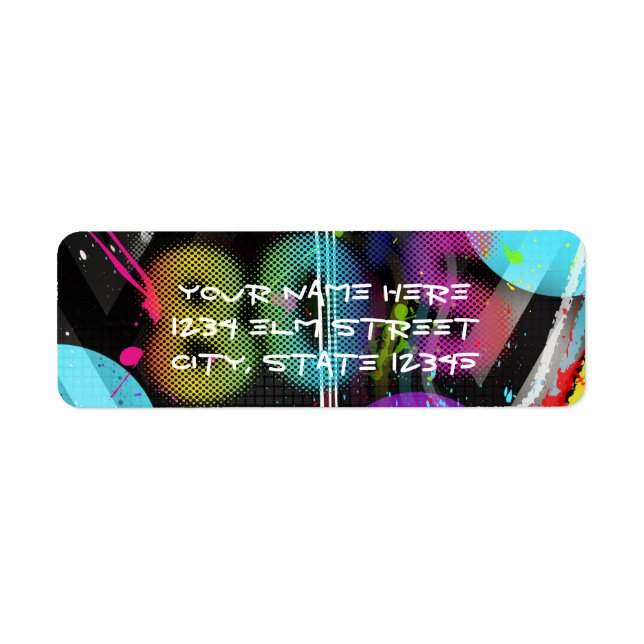 Étiquette Bash Retro Rainbow Splash fête d'anniversaire des  (Devant)