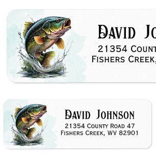 Étiquette Bass Fish Fisherman Adresse de retour