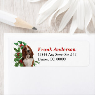 Étiquette Basset Hound Dog Holly Christmas Adresse de retour