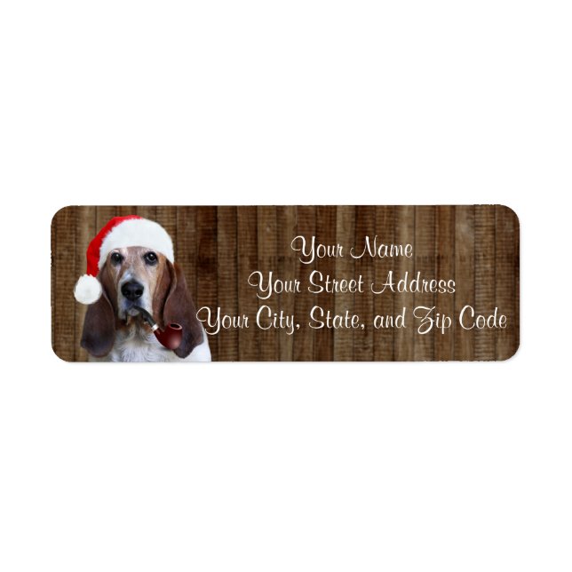 Étiquette Basset Hound Père Noël (Devant)
