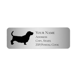 Étiquette Basset Hound Silhouette Adresse de retour