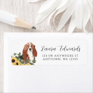 Étiquette Basset Hound Sunflower Eucalyptus Adresse de retou