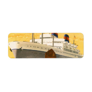 Étiquette Bateau de croisière vintage en Orient avec Junks B