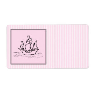 Étiquette Bateau de pirate. Noir et rose