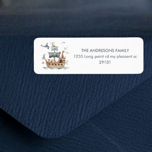 Étiquette Bateau pirate avec Animaux Fête des enfants