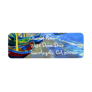 Étiquette Bateaux De Pêche Plage Saintes-Maries Van Gogh Fin