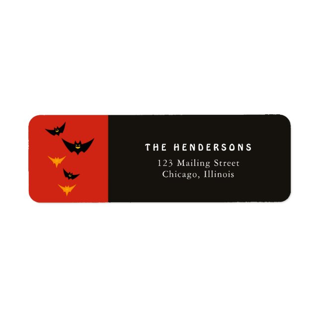 Étiquette Bats d'Halloween (Devant)