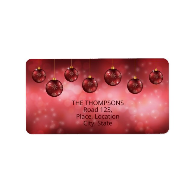 Étiquette Baubles de Noël Festif Rouge Avec Texte Personnali (Devant)