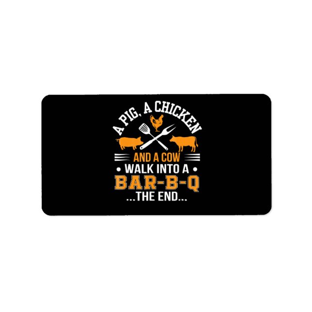 Étiquette BBQ | BBQ Lover Pig Chicken Cow Walk In Bar BBQ (Devant)