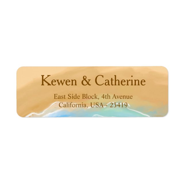 Étiquette Beach Wedding Watercolor (Devant)