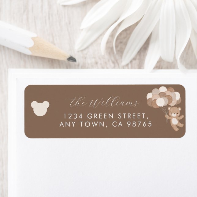 Étiquette Bearly Wait Taupe Teddy Bear Minimalist (En situation)