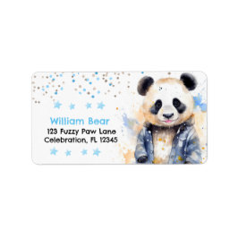 Étiquette Beary Awesome Boys Aquarelle Panda Anniversaire