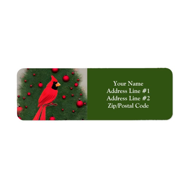 Étiquette Beau Cardinal Rouge Noël (Devant)