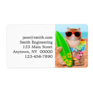 Étiquette Beau chat surfeur sur la plage