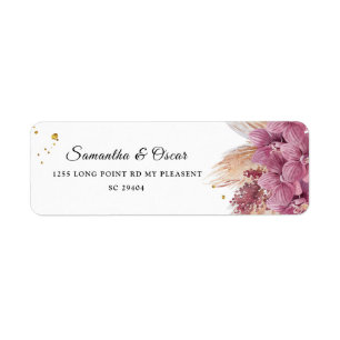 Étiquette Beauté élégante moderne Orchidée rose & Pampas & O