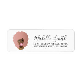 Étiquette Beauté naturelle, Afro rose, gomme à bulles