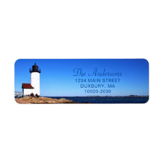 Étiquette Beautiful Navy Annisquam Lighthouse Adresse de ret
