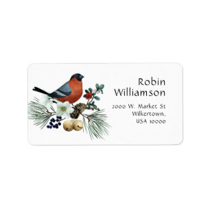 Étiquette Beautiful Robin Wildlife Return Adresse
