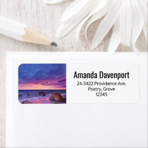 Étiquette Beautiful Sunset Coastal Photographie Adresse