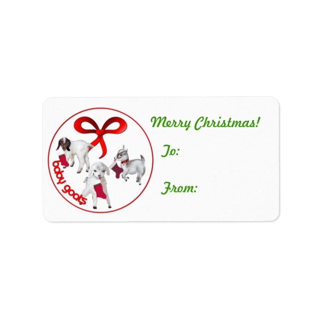 Étiquette Bébé adorable chèvres cadeau de Noël Balise Sticke (Devant)
