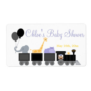 Étiquette Bébé Animaux Sur Un Train Baby shower Bouteille Ét