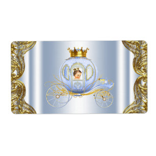 Étiquette Bébé Bleu or Prince Baby shower bouteille d'eau
