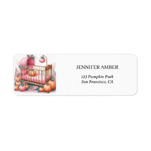 Étiquette Bébé Citrouille rose Bébé Rustique automne & feuil