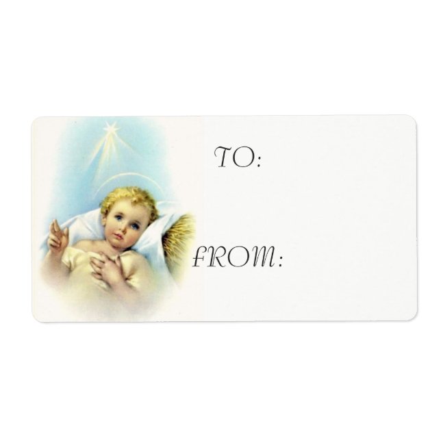 Étiquette Bébé Jésus dans la colère (Devant)