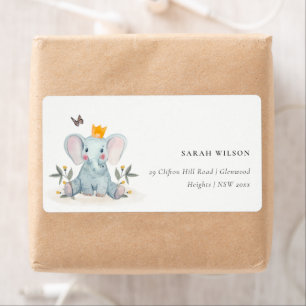 Étiquette Bébé mignon Elephant Foliage Woodland Kids Adresse