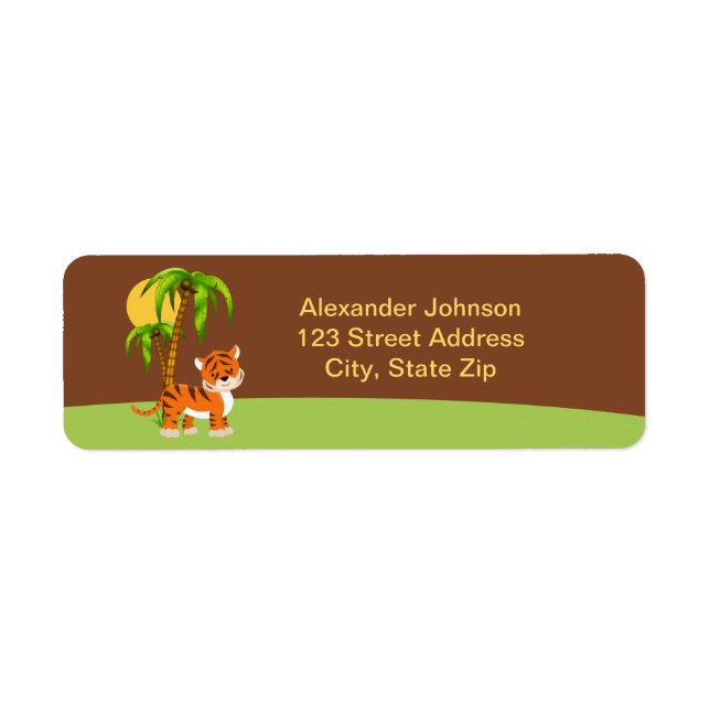 Étiquette Bébé mignon Tigre Retourner l'adresse Labe (Devant)