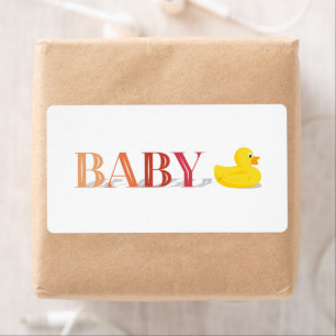 Étiquette Bébé rose en caoutchouc Peach Duck