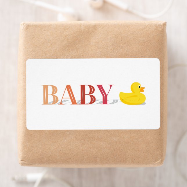 Étiquette Bébé rose en caoutchouc Peach Duck (En situation)