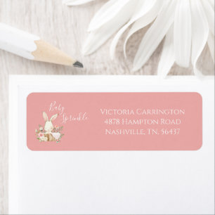 Étiquette Bébé Saupoudrer Bunny Baby shower rose