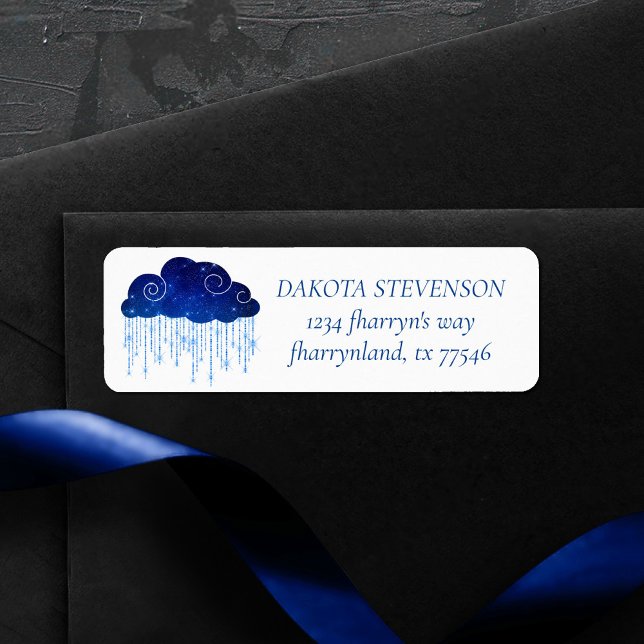 Étiquette Bébé Sprinkle Classic Blue | Adresse de douche Moo (Créateur téléchargé)