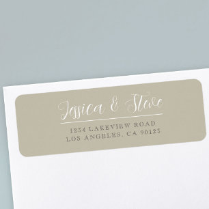 Étiquette Beige Grey & White Elegant Wedding Adresse de reto