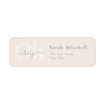 Beige Simple Chic Oh Baby Shower Adresse de Retour